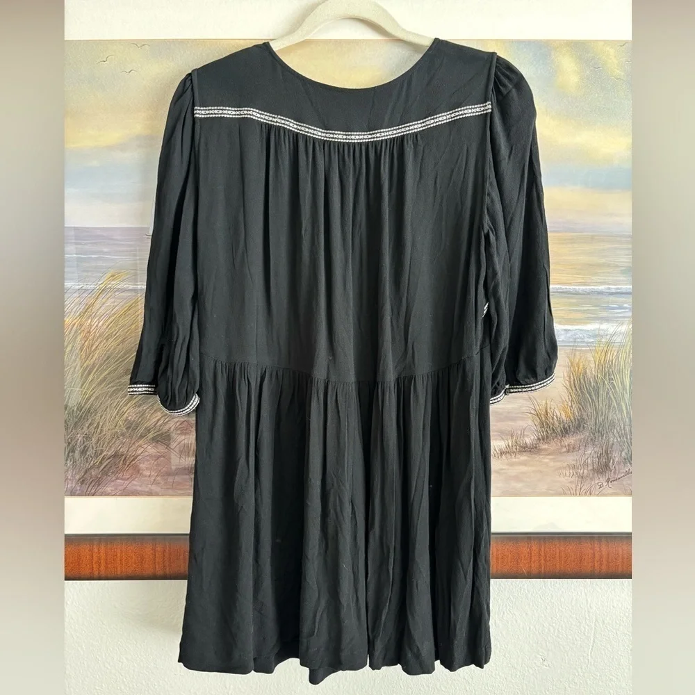 Ba&Sh Dress Alma Boho Embroidered V- Neck Mini Black S